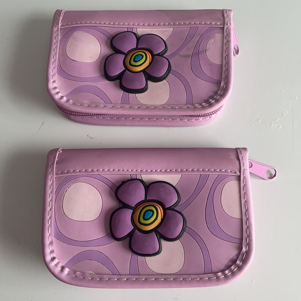 Y2K Bundle 2 girls purple wallets flower zipper closure